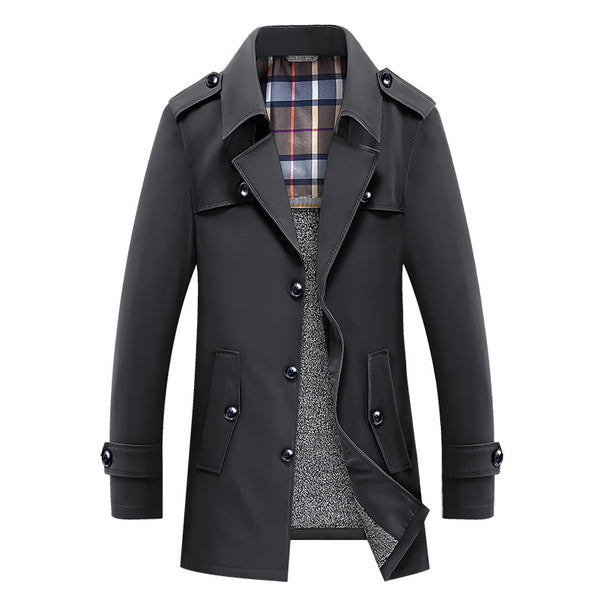 Men's classic trench coat with quilted thermal lining and checked inner lining Mune Fashion