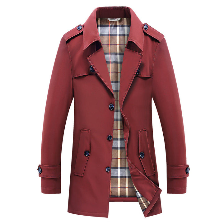 Men's nano classic trench coat with checked lining, shoulder epaulets and water-repellent surface Mune Fashion