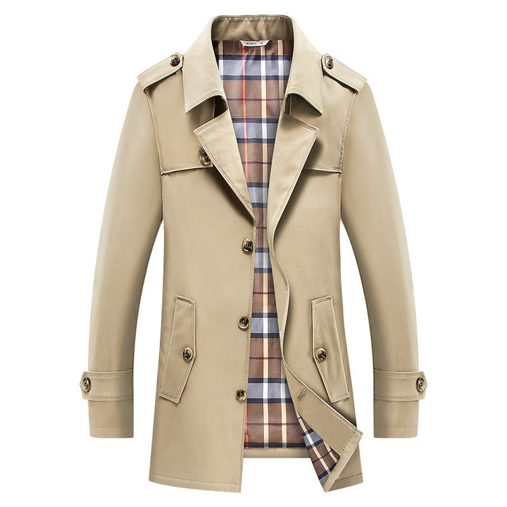 Men's nano classic trench coat with checked lining, shoulder epaulets and water-repellent surface Mune Fashion