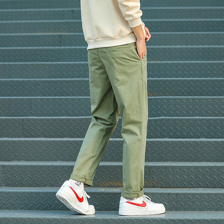 Men's twill pants in camouflage pattern with straight cut and belt loops Mune Fashion
