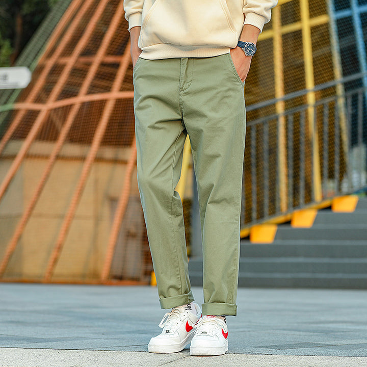 Men's twill pants in camouflage pattern with straight cut and belt loops Mune Fashion