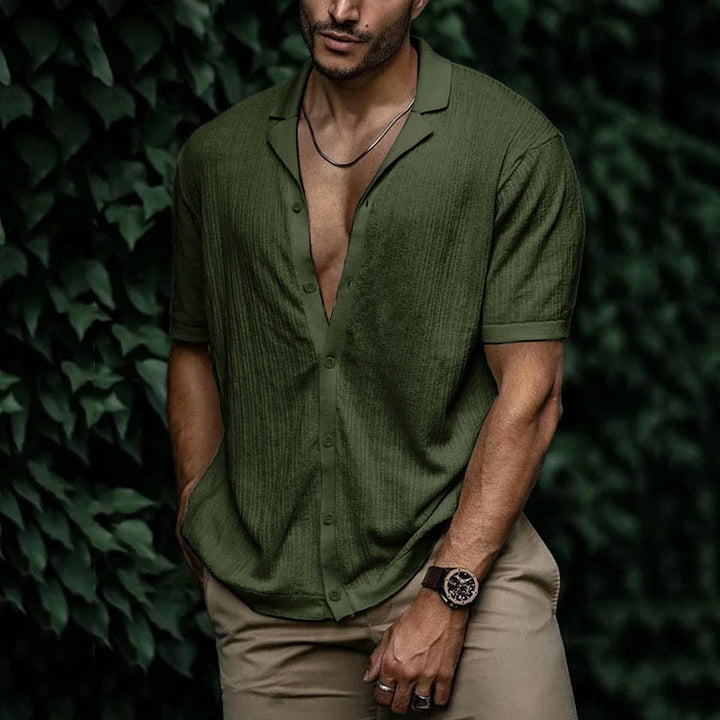 Men Casual Short Sleeve Button Shirt