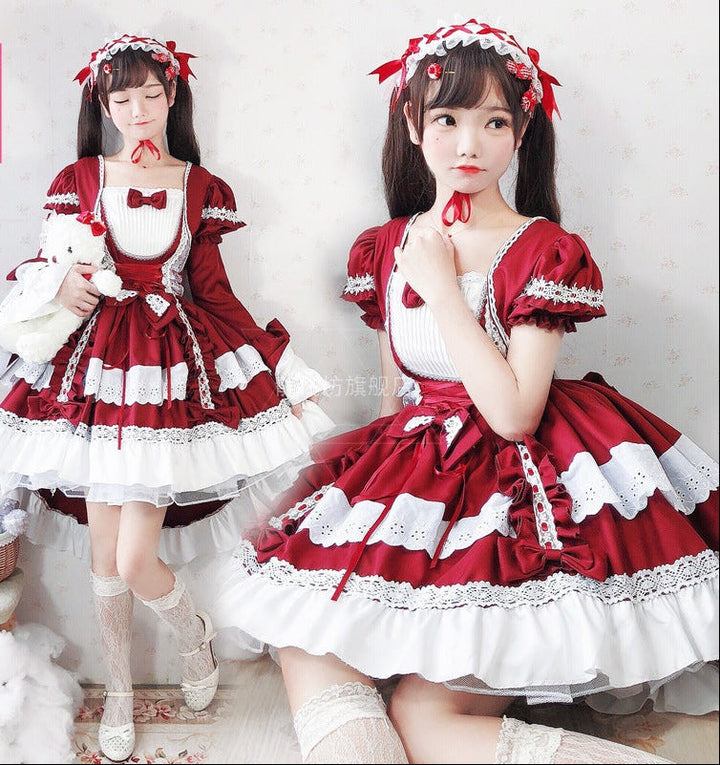 Women playful Lolita dress with elaborate lace and ruffle details Mune Fashion