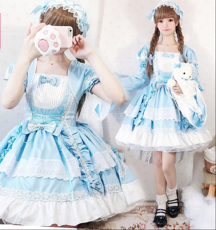 Women playful Lolita dress with elaborate lace and ruffle details Mune Fashion
