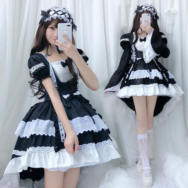 Women playful Lolita dress with elaborate lace and ruffle details Mune Fashion