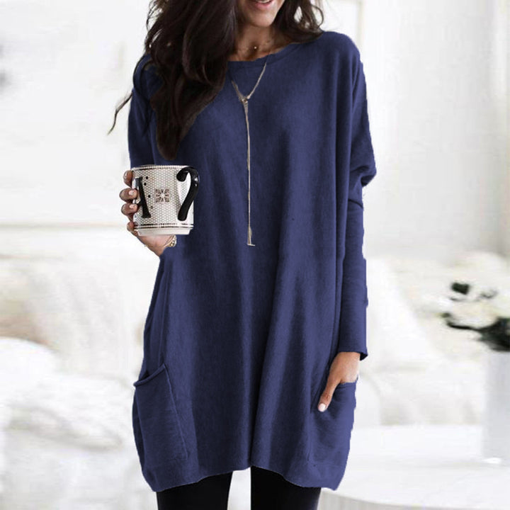 Women's oversized long shirt with contrast block and patch pockets Mune Fashion