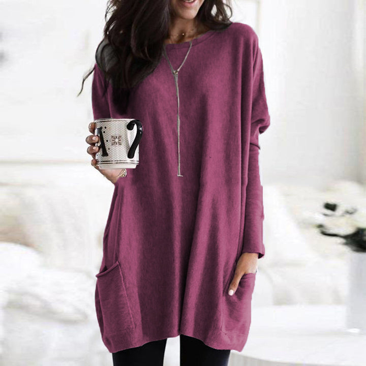 Women's oversized long shirt with contrast block and patch pockets Mune Fashion