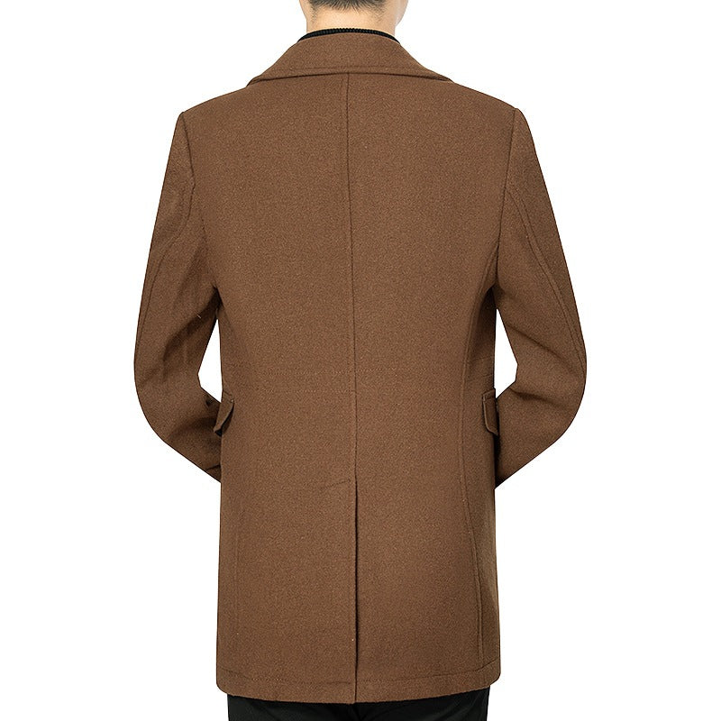 Men's coat medium length made of wool blend with a slim silhouette, concealed zipper placket and flap pockets Mune Fashion