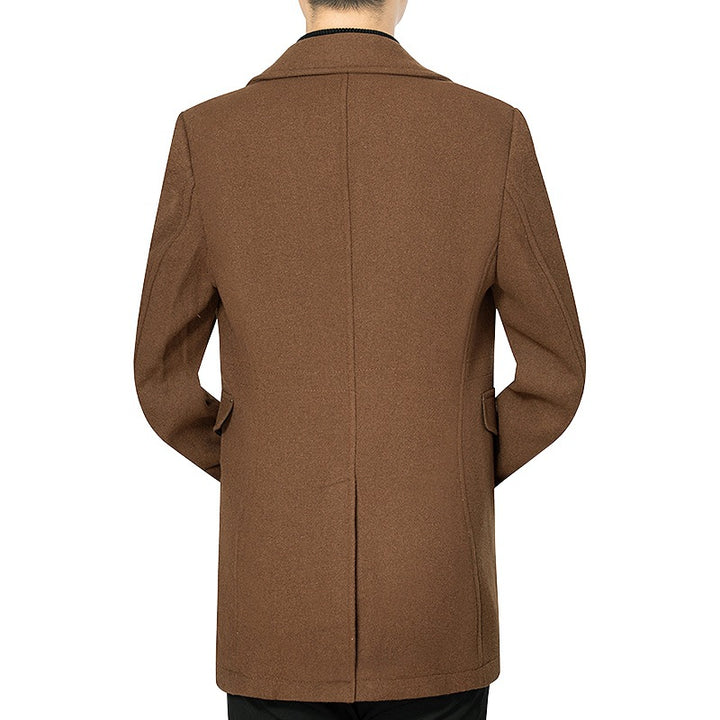 Men's coat medium length made of wool blend with a slim silhouette, concealed zipper placket and flap pockets Mune Fashion