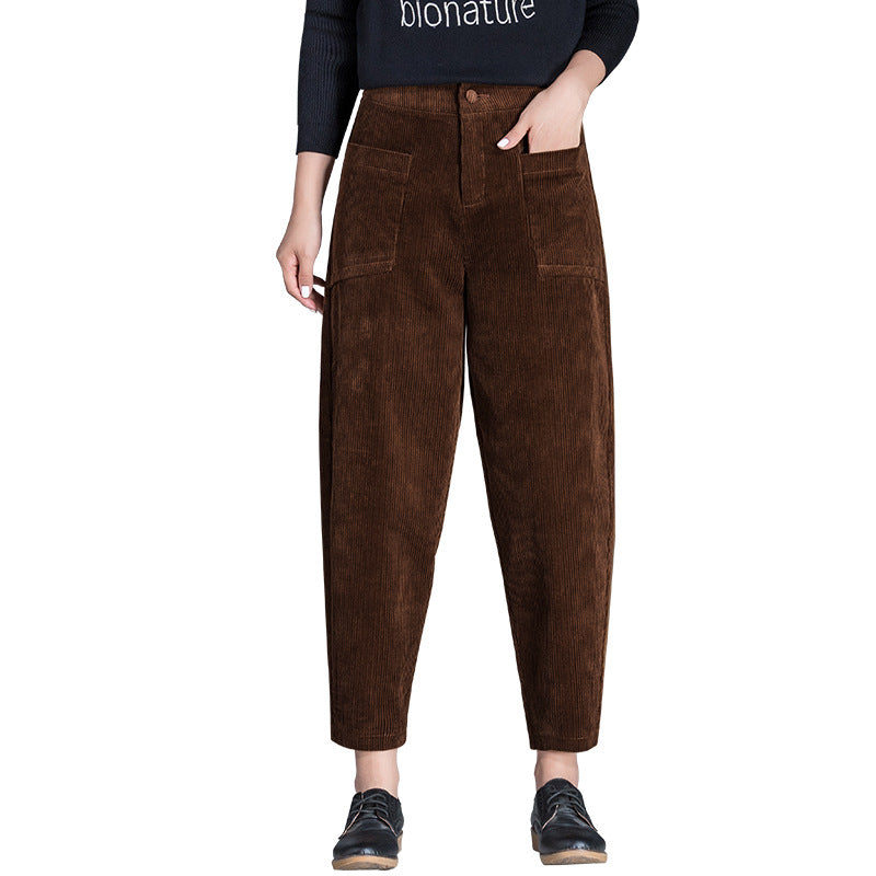 Cord pants in carrot cut, 7/8 length