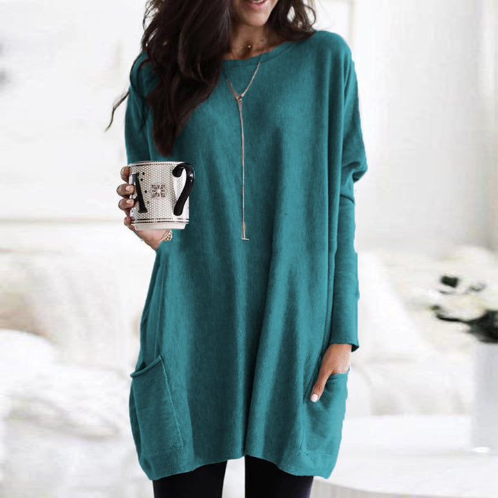Women's oversized long shirt with contrast block and patch pockets Mune Fashion