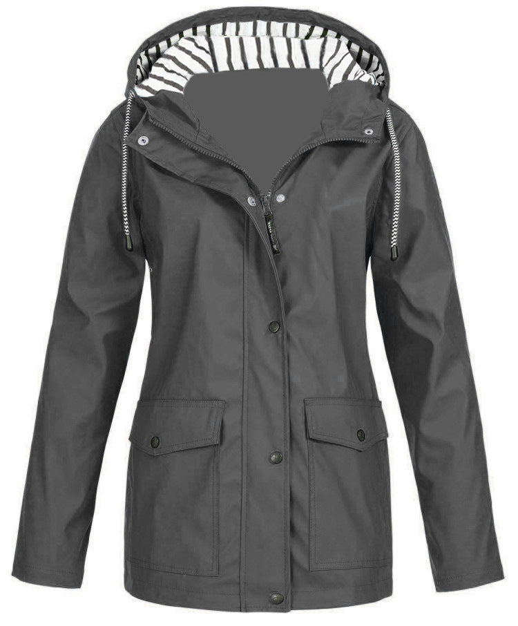 Women's waterproof parka with hood, drawstring and patch pockets Mune Fashion