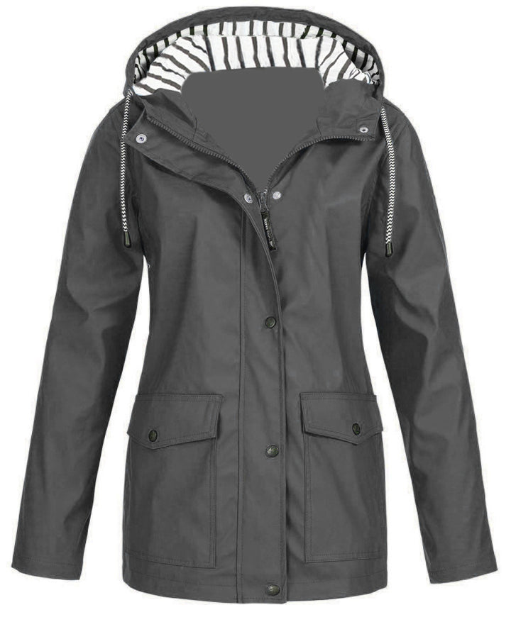 Women's waterproof parka with hood, drawstring and patch pockets Mune Fashion
