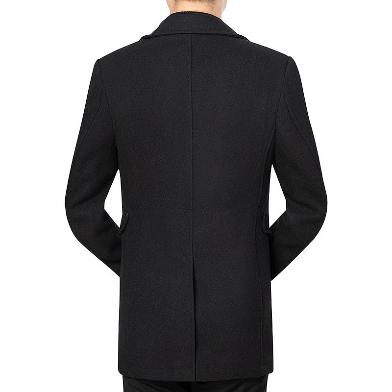 Men's coat medium length made of wool blend with a slim silhouette, concealed zipper placket and flap pockets Mune Fashion