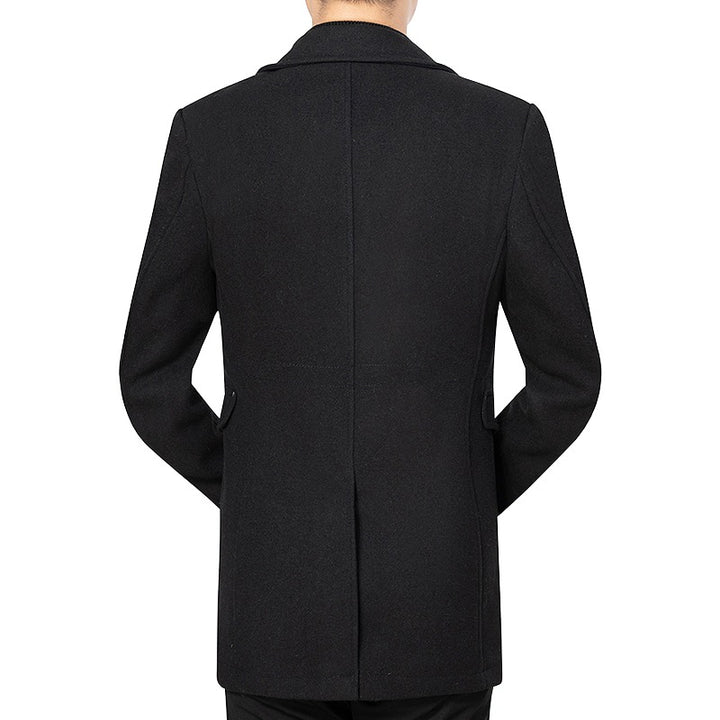 Men's coat medium length made of wool blend with a slim silhouette, concealed zipper placket and flap pockets Mune Fashion