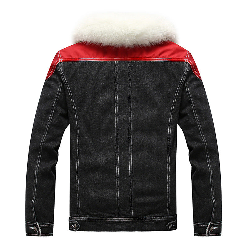 Men's denim jacket with teddy lining, faux fur collar and distressed details Mune Fashion