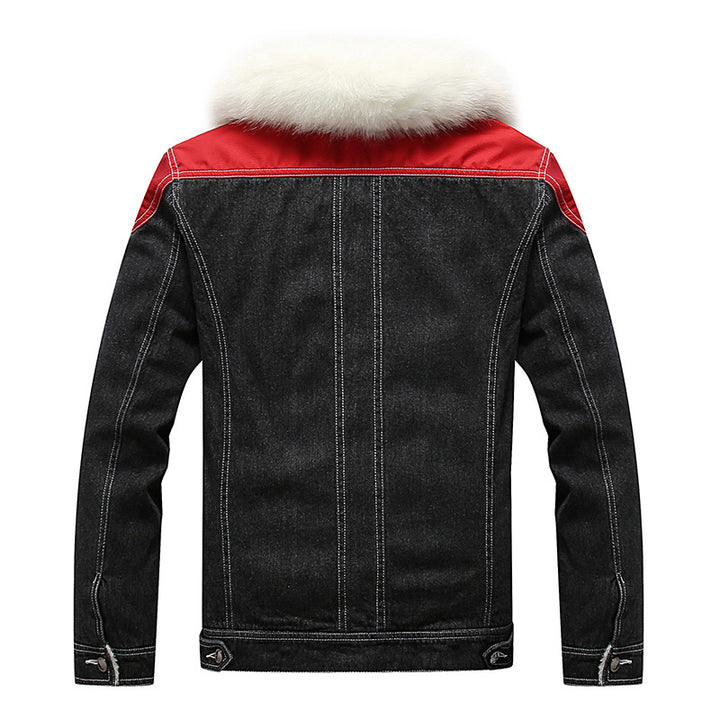 Men's denim jacket with teddy lining, faux fur collar and distressed details Mune Fashion