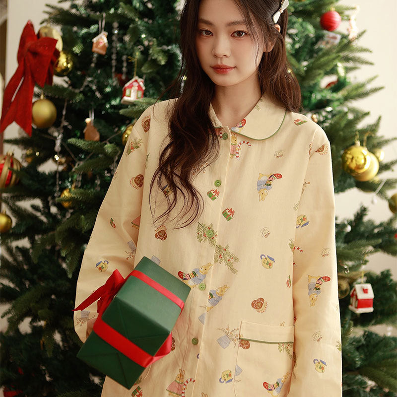 Women's House Suit, Cotton, Brushed, Christmas Motif