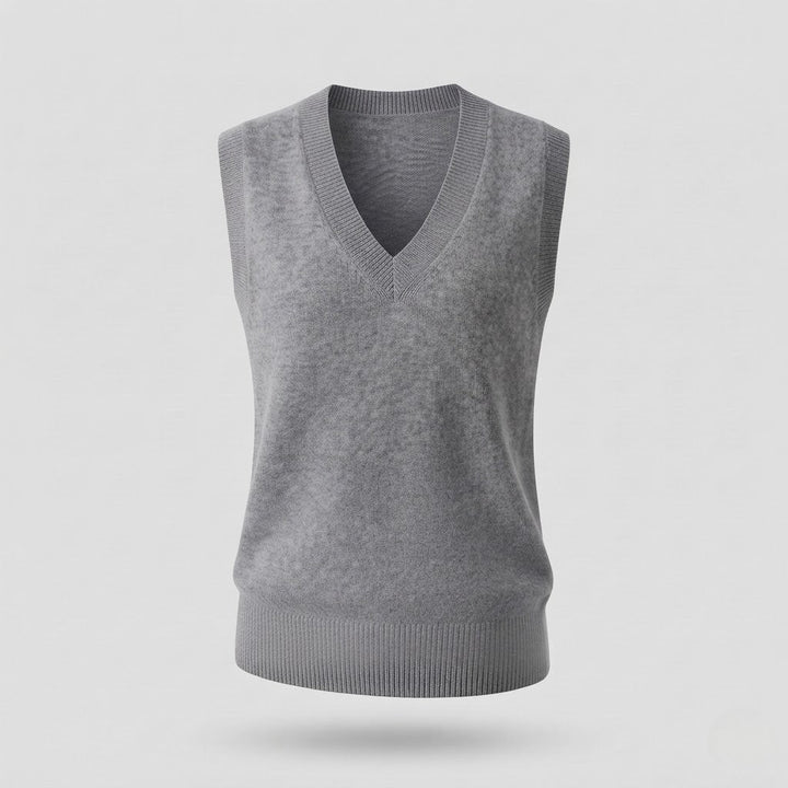 Women's Sleeveless Mohair-Style Long Waistcoat with Deep V-Neck and Soft Drape Mune Fashion