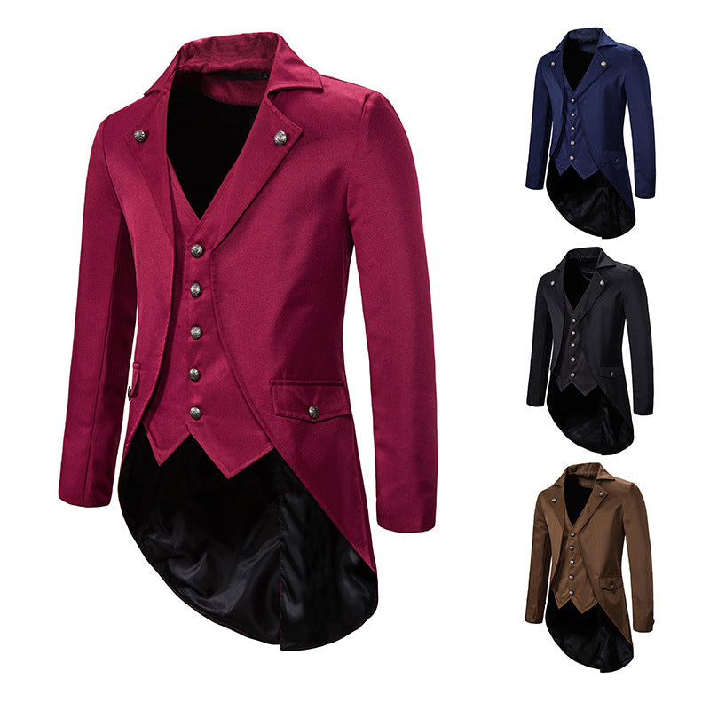 Men's Victorian tailcoat with integrated waistcoat insert and curved swallowtail hem Mune Fashion