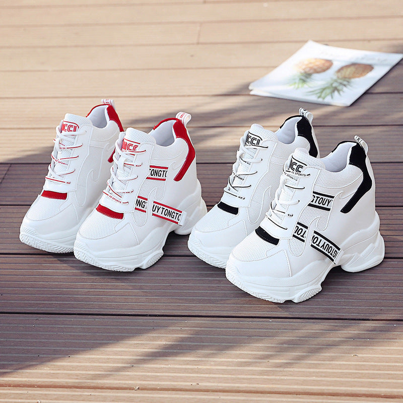 Women’s ankle-high platform leisure shoe with hidden wedge heel and distinctive decorative straps Mune Fashion