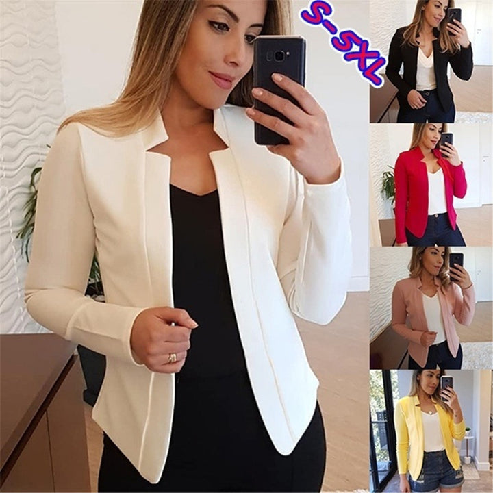 Women's Tailored Business Blazer with Minimalist Stand Collar Mune Fashion