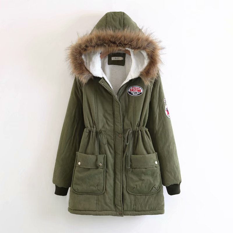 Women's Long Utility Parka with Teddy Lining, Hood with Faux Fur and Drawstring Mune Fashion
