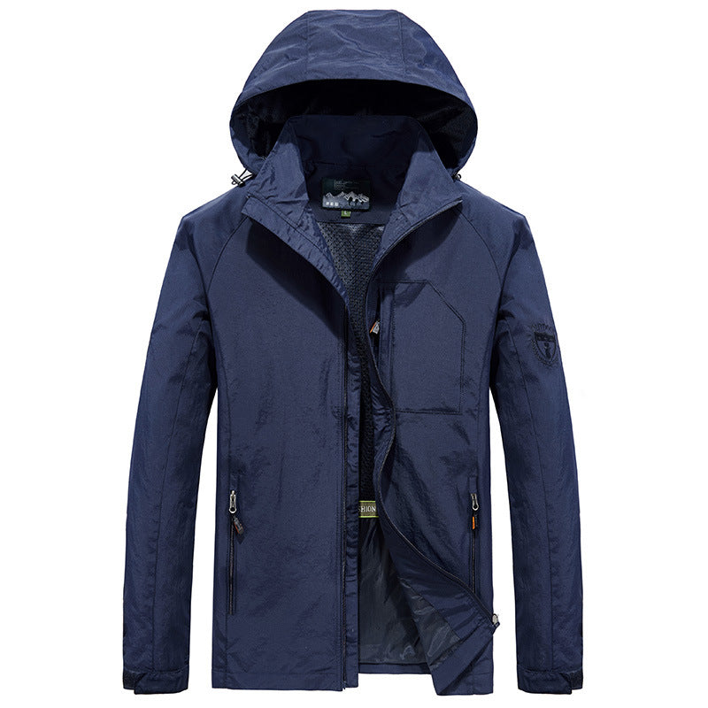 Men's Lightweight Softshell Outdoor Jacket with Hood, Breathable Mesh Lining and Zippered Chest Pocket Mune Fashion