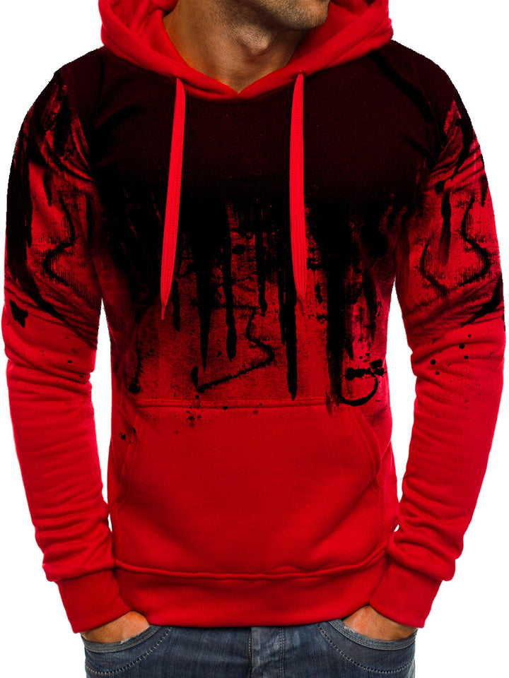 Men's hoodie with gradient drip print, kangaroo pocket, and contrasting hood lining Mune Fashion