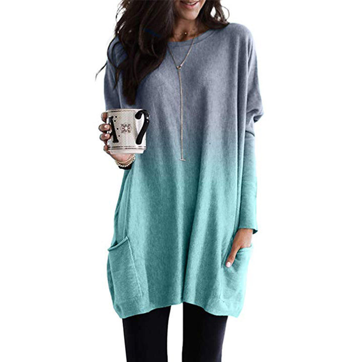 Women's Oversized Knit Tunic with Ombre Effect and Patch Pockets Mune Fashion