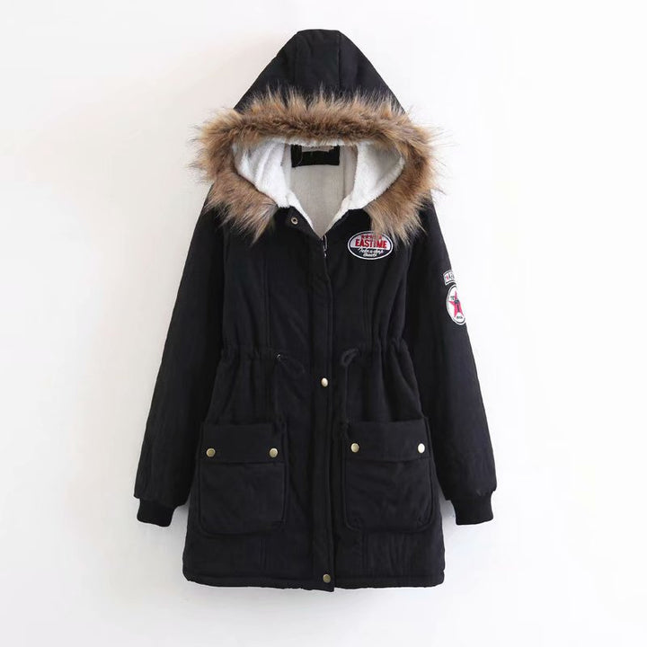 Women's Long Utility Parka with Teddy Lining, Hood with Faux Fur and Drawstring Mune Fashion