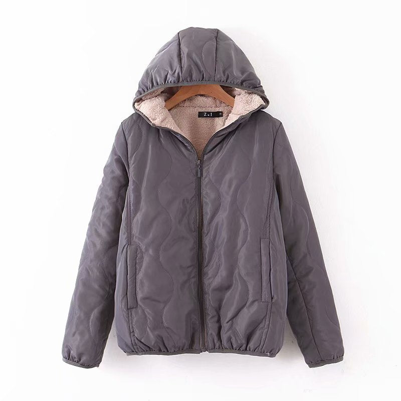 Women's padded hoodie jacket with teddy lining and wave quilting Mune Fashion