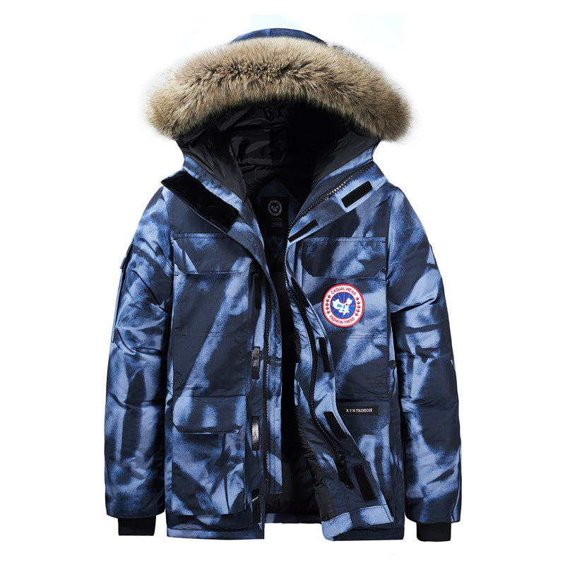 Men's Thermal Parka with Removable Hood and Fur Collar Mune Fashion