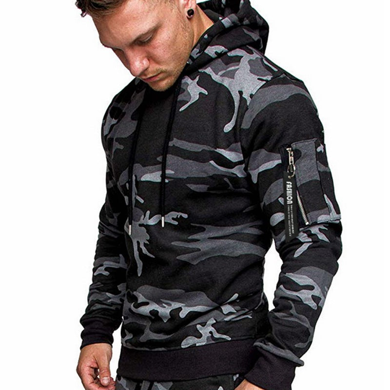 Men's Slim-Fit Hoodie with Arm Pocket and Zip Detail Mune Fashion