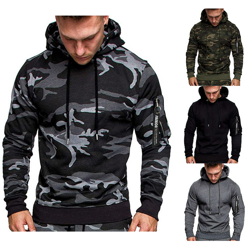 Men's Slim-Fit Hoodie with Arm Pocket and Zip Detail Mune Fashion
