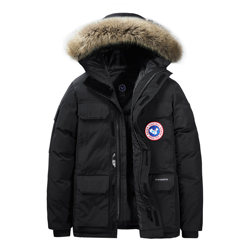 Men's Thermal Parka with Removable Hood and Fur Collar Mune Fashion
