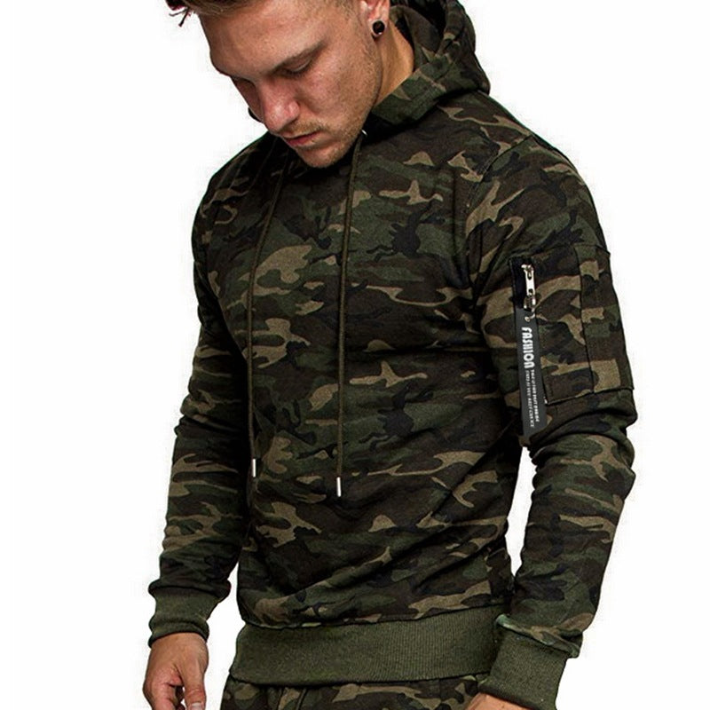 Men's Slim-Fit Hoodie with Arm Pocket and Zip Detail Mune Fashion