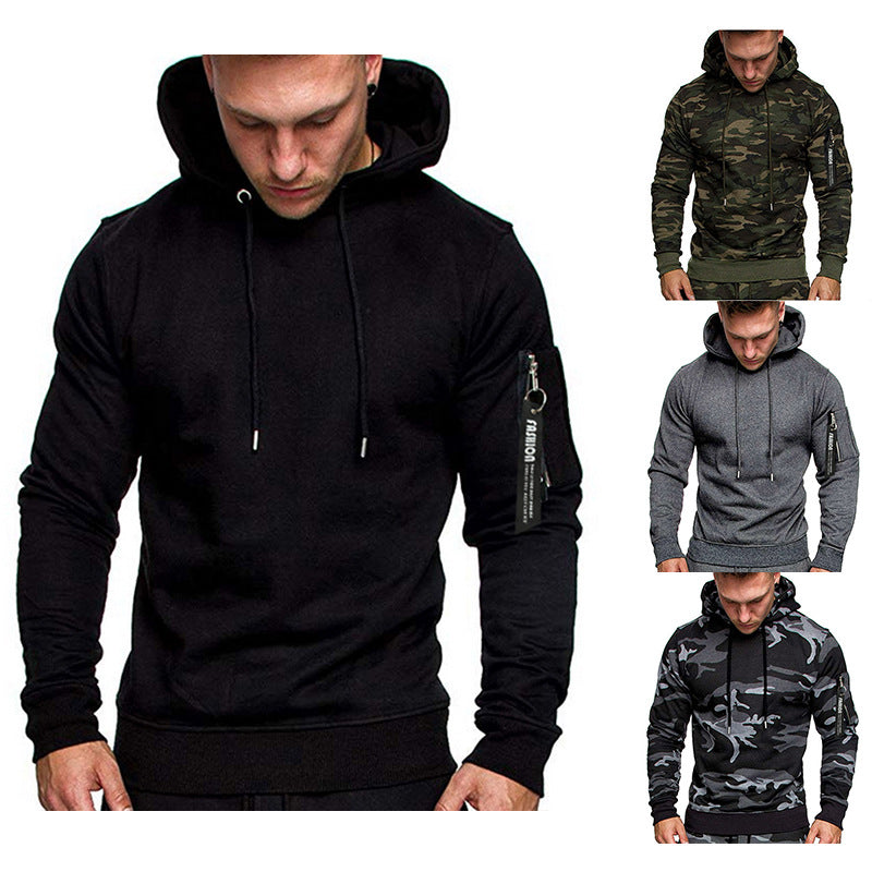 Men's Slim-Fit Hoodie with Arm Pocket and Zip Detail Mune Fashion