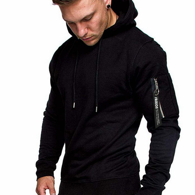 Men's Slim-Fit Hoodie with Arm Pocket and Zip Detail Mune Fashion