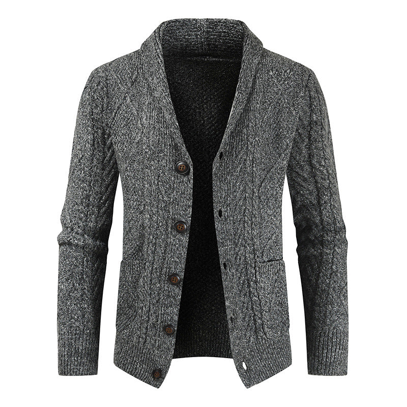 Men's knitted cardigan with cable pattern and shawl collar Mune Fashion