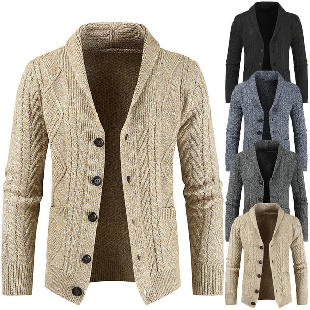 Men's knitted cardigan with cable pattern and shawl collar Mune Fashion
