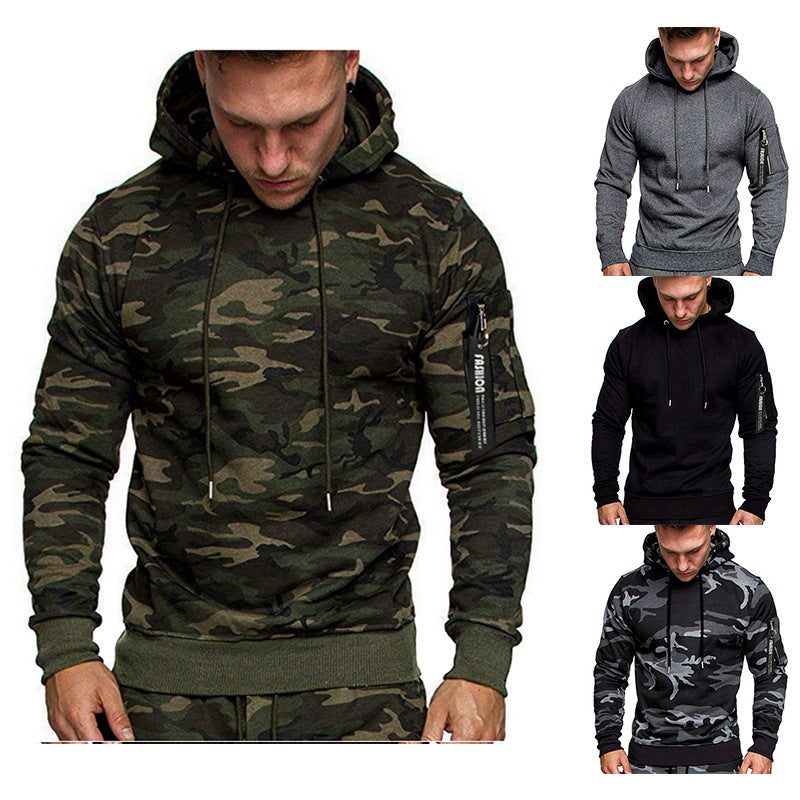 Men's Slim-Fit Hoodie with Arm Pocket and Zip Detail Mune Fashion