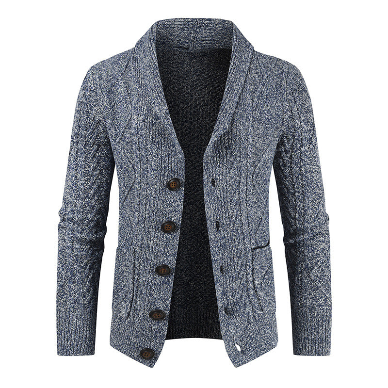 Men's knitted cardigan with cable pattern and shawl collar Mune Fashion