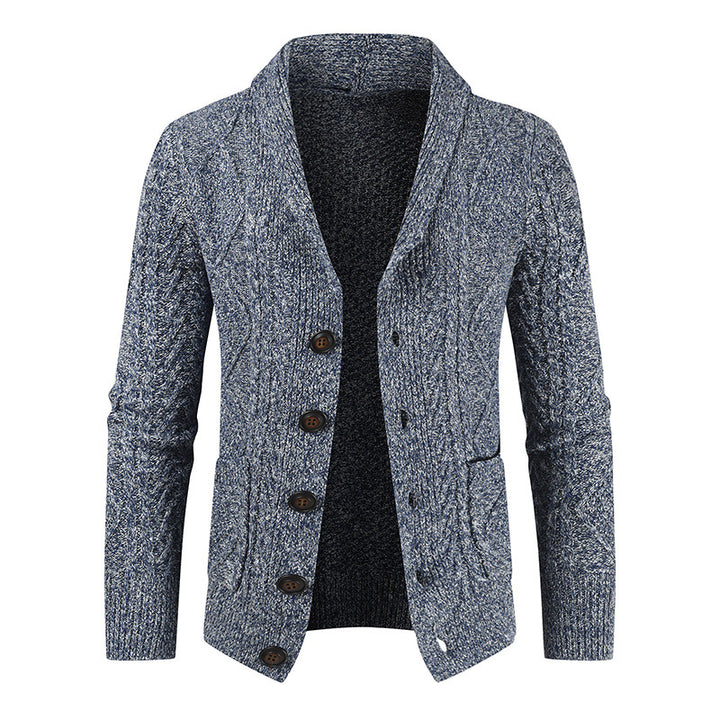 Men's knitted cardigan with cable pattern and shawl collar Mune Fashion