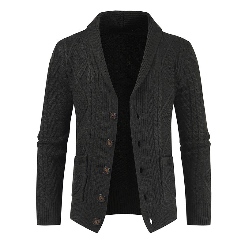 Men's knitted cardigan with cable pattern and shawl collar Mune Fashion