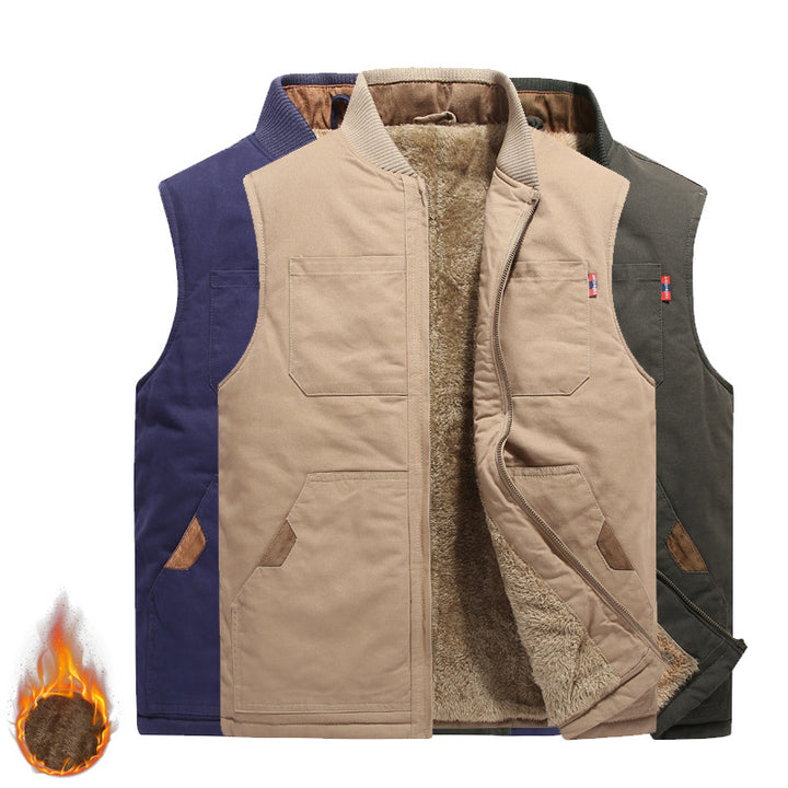 Men's Robust Padded Canvas Work Vest with Diamond-Quilted Lining and Chest Pockets Mune Fashion