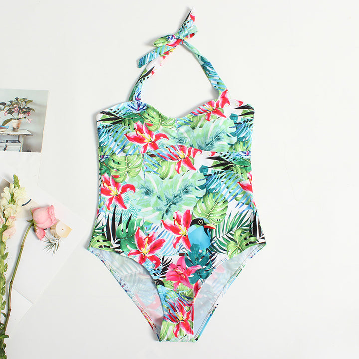 Women's Swimwear One-Piece with Cute Tropical Pattern Mune Fashion