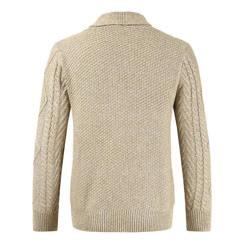 Men's knitted cardigan with cable pattern and shawl collar Mune Fashion