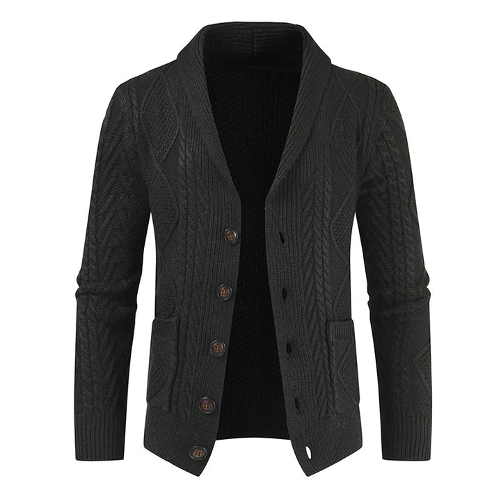 Men's knitted cardigan with cable pattern and shawl collar Mune Fashion