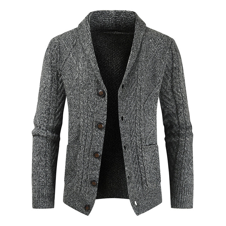 Men's knitted cardigan with cable pattern and shawl collar Mune Fashion